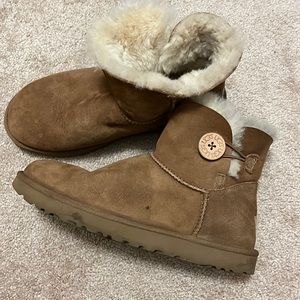Womens tan mini UGGs